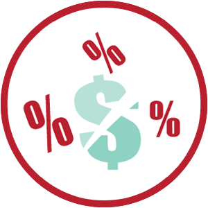 Dollar sign surrounded by percentage symbols, representing discounts or special offers.